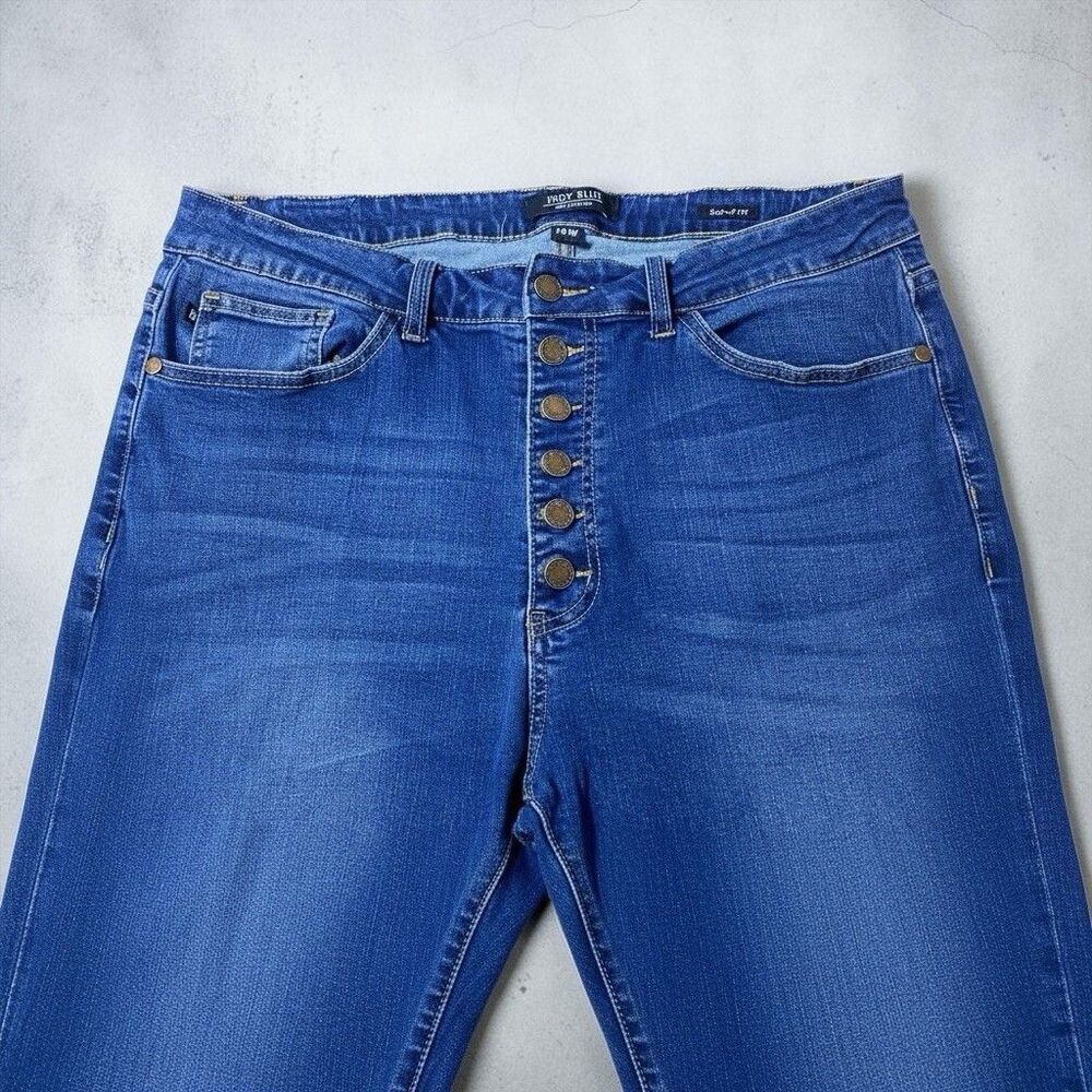 Judy Blue Button Fly Jeans Womens 14W Stretch Denim 40x29 Straight Skinny Leg